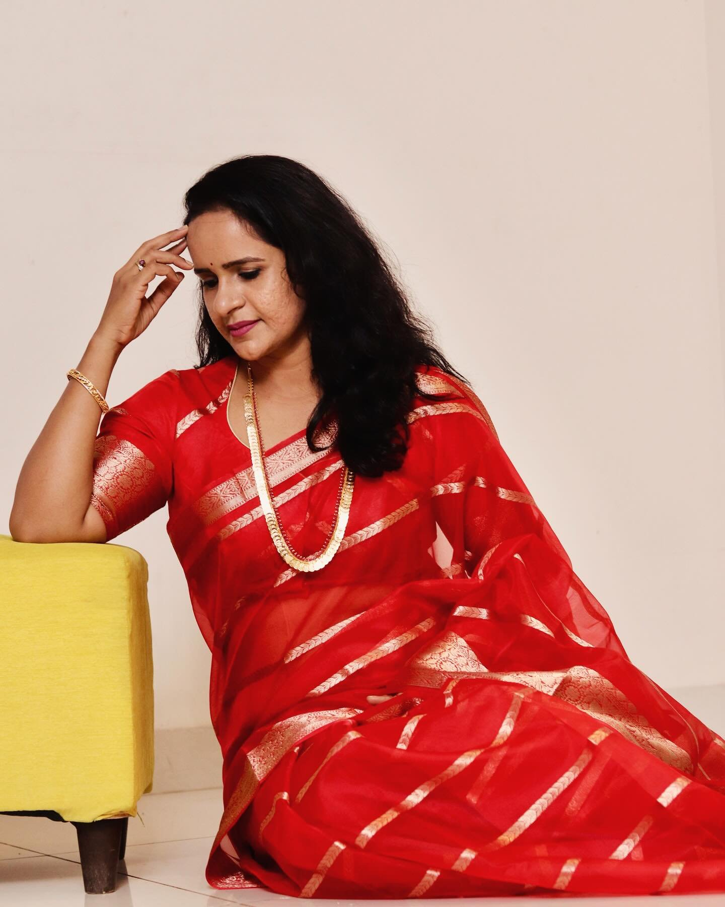 Saffron Banarasi Tissue Saree - Image 5