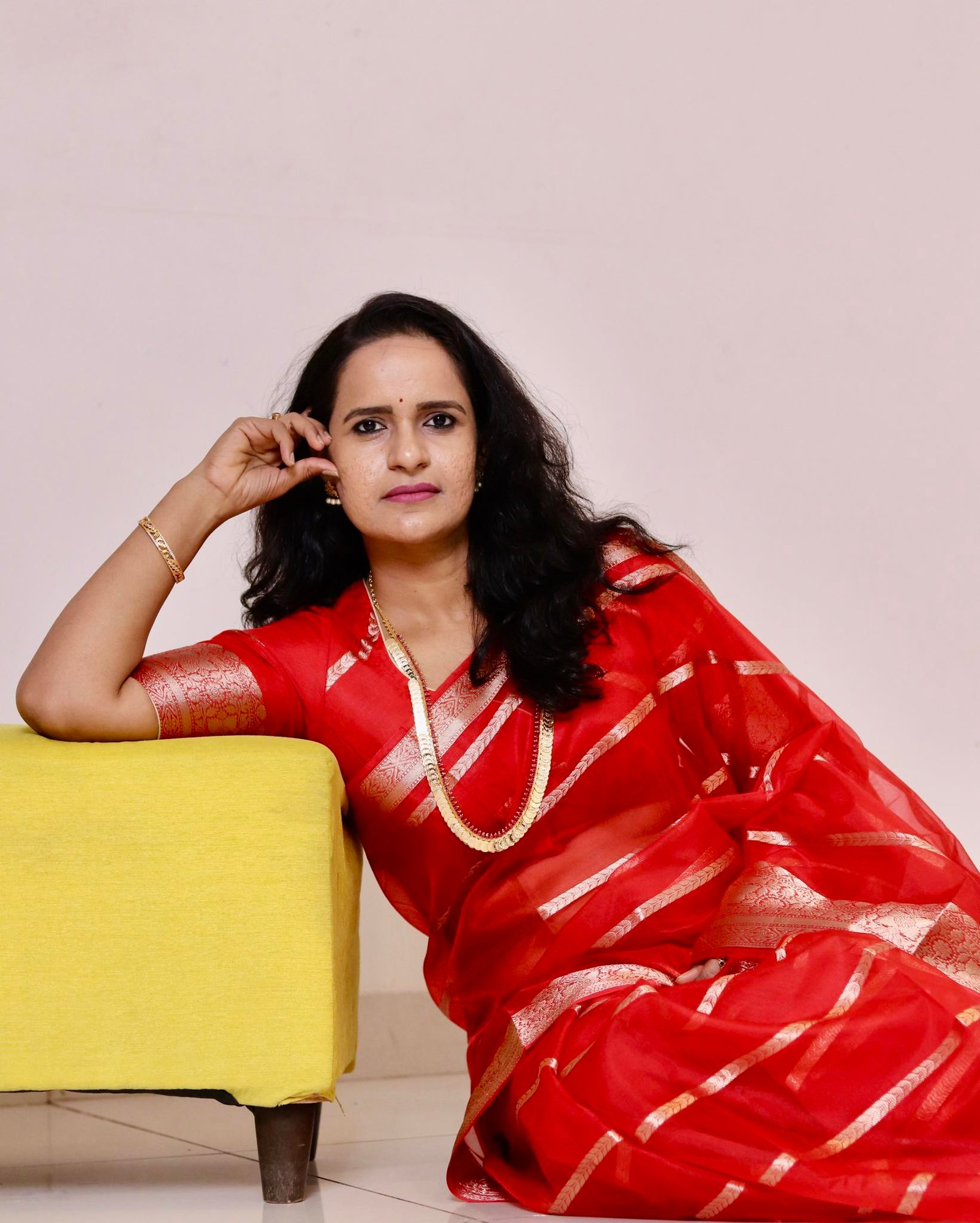 Saffron Banarasi Tissue Saree - Image 2