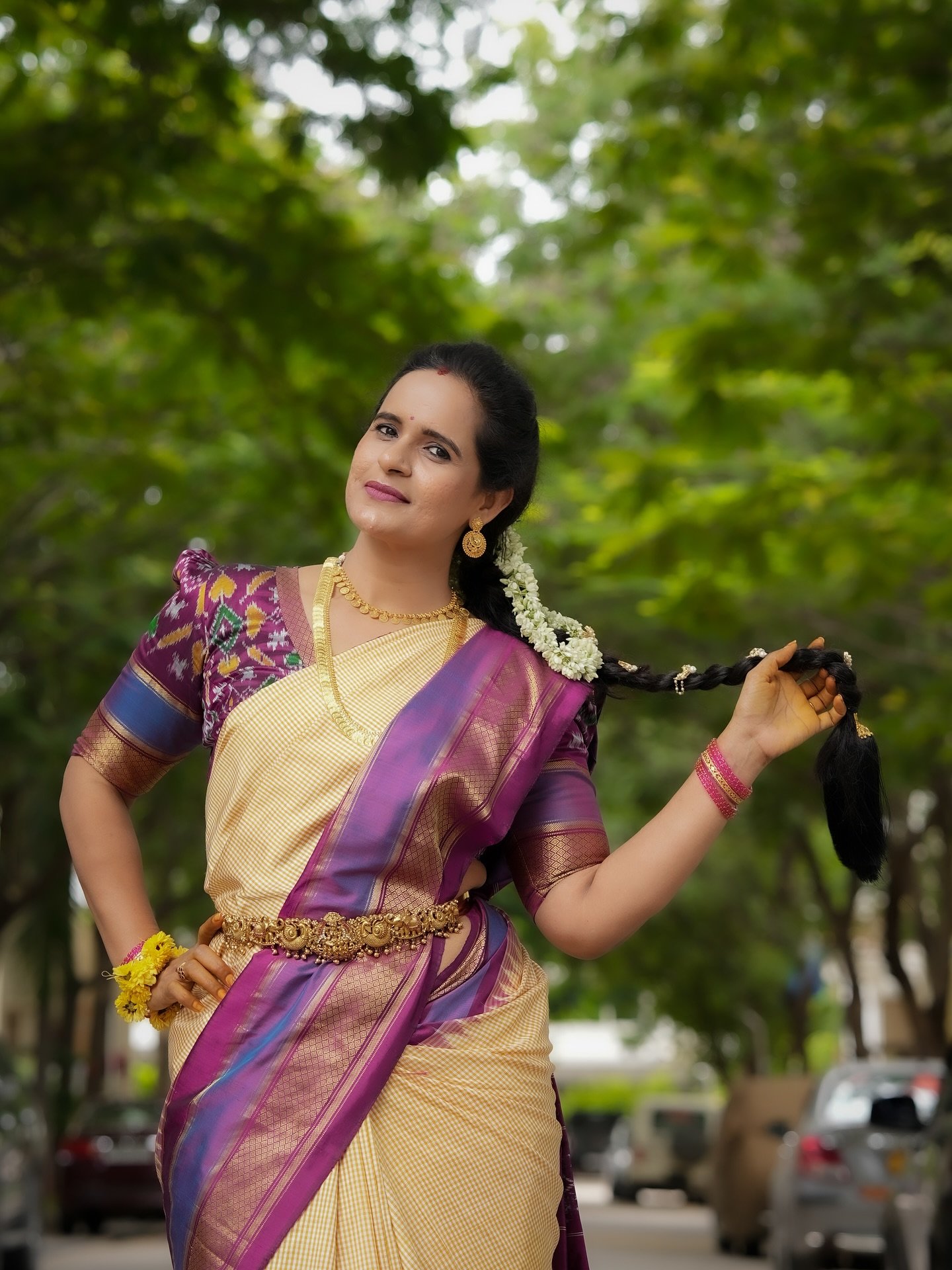 Pochampally FusionTraditional Saree - Image 3