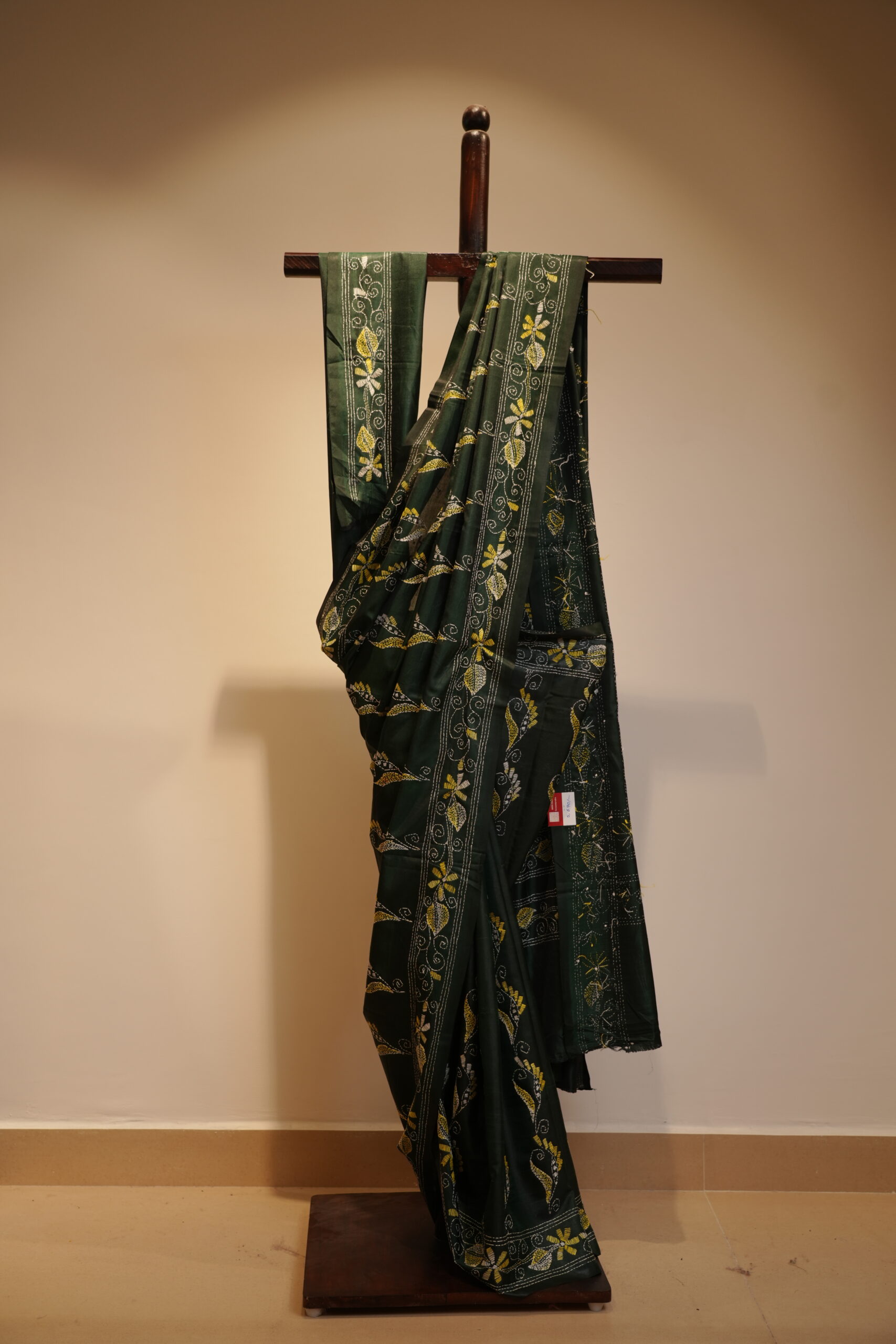 Silk Kantha stitch handmade saree