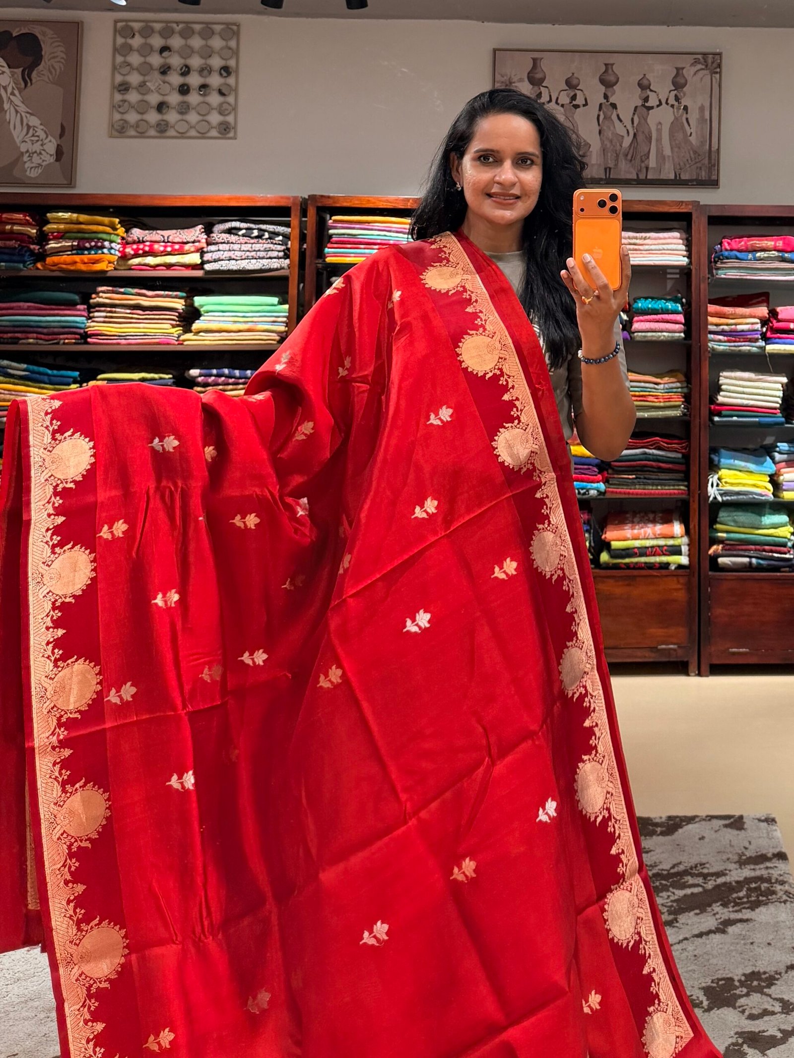 Banarasi Soft Silk Red 1 - Image 3