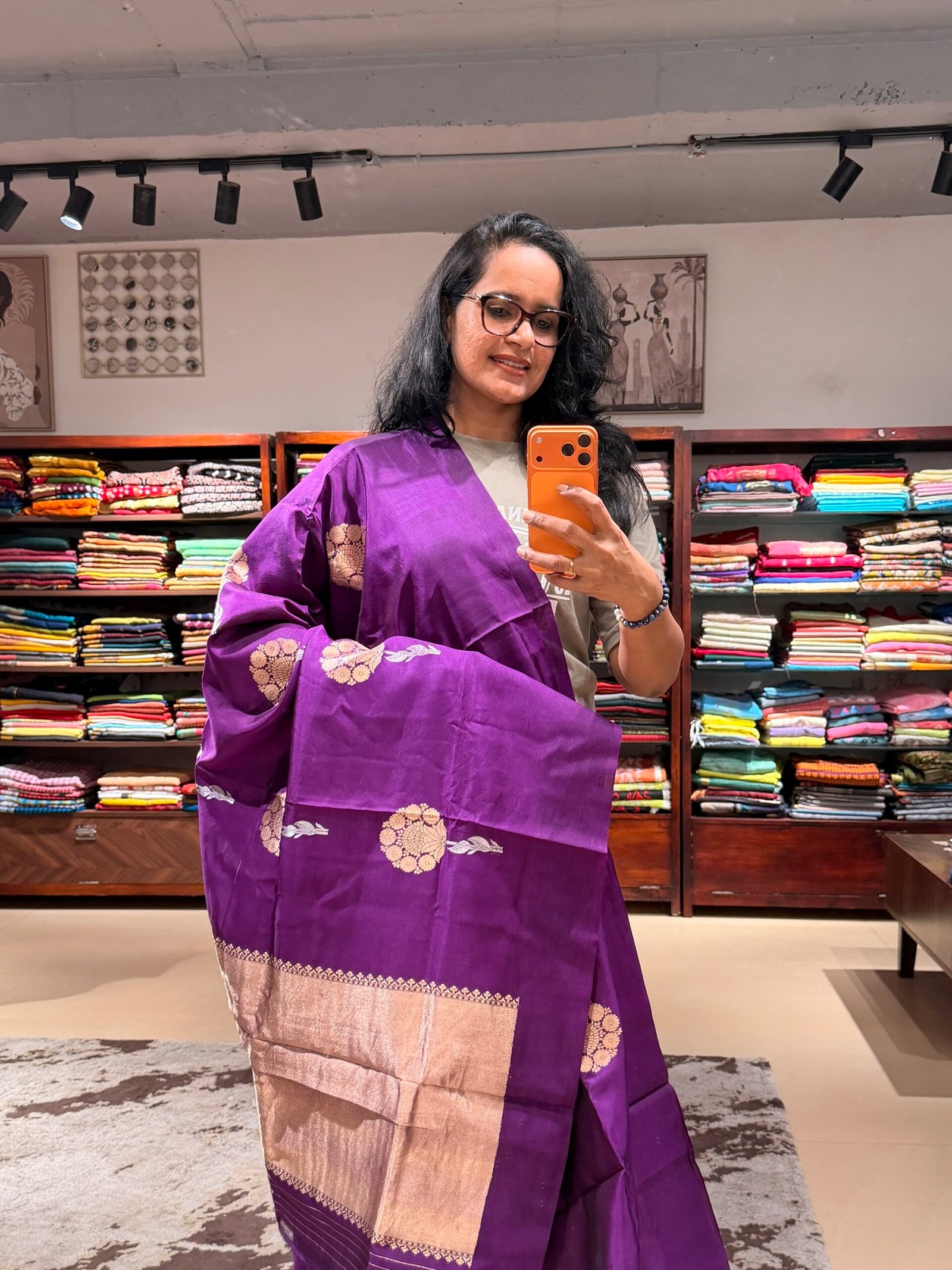 Banaarsi soft silk Purple - Image 3