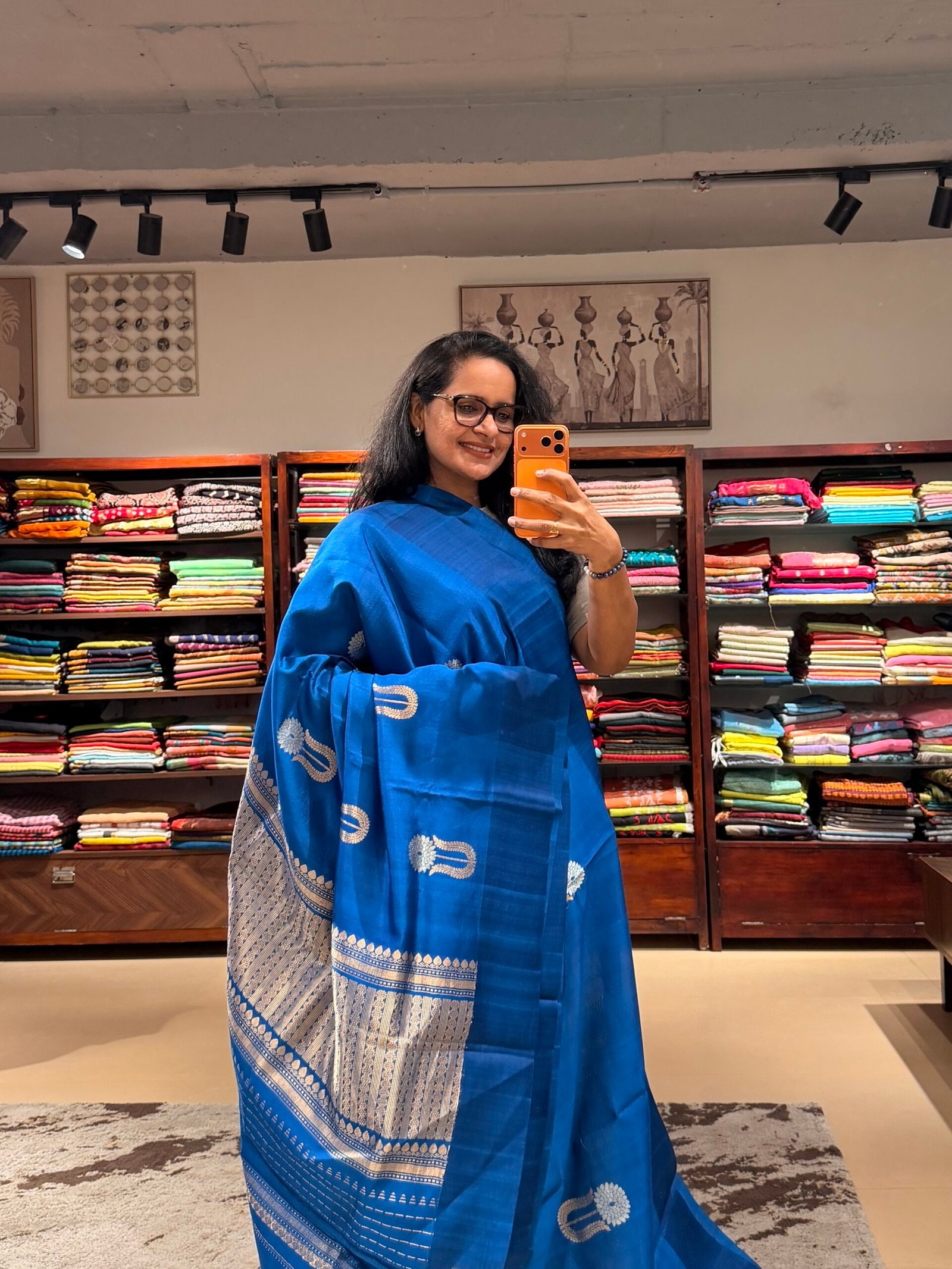 Banarasi Soft silk Peacock blue - Image 3