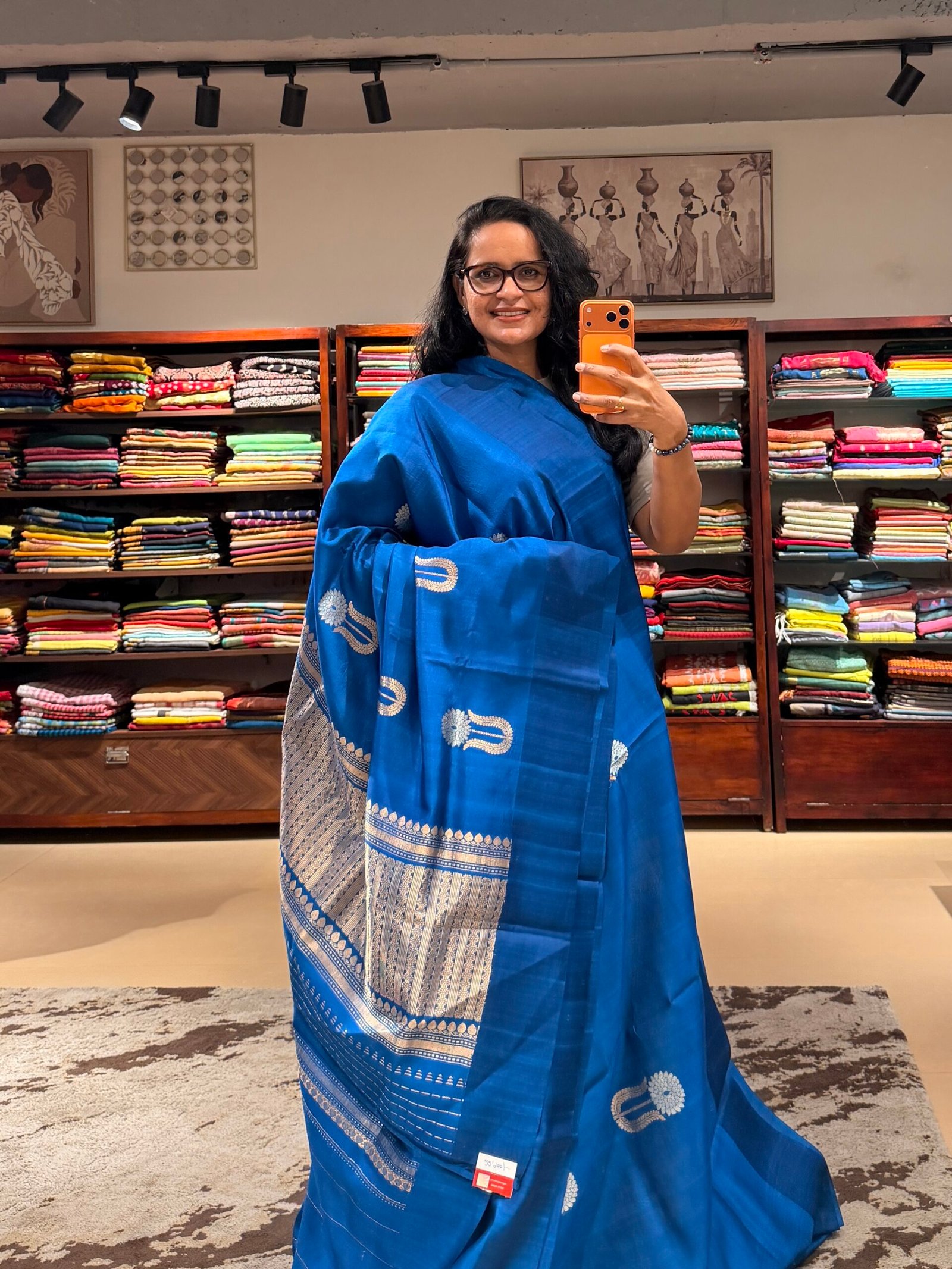 Banarasi Soft silk Peacock blue - Image 2