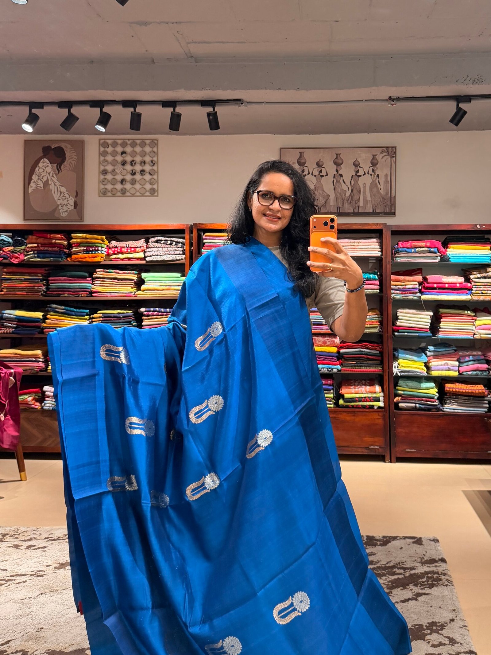 Banarasi Soft silk Peacock blue