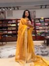 Banarasi Kora designer yellow in Sabhyasachi border