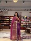 Banarasi Kora designer Burgundy with Sabhyasachi border