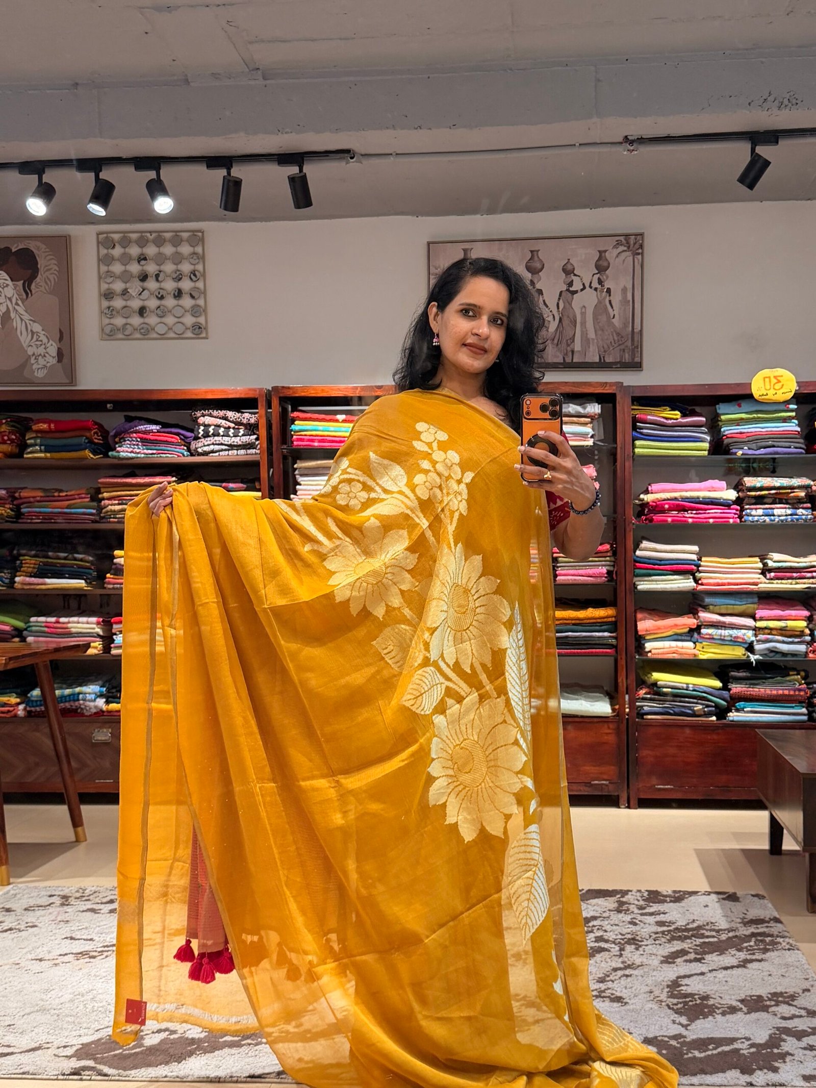 Banarasi tissue georgette Yellow