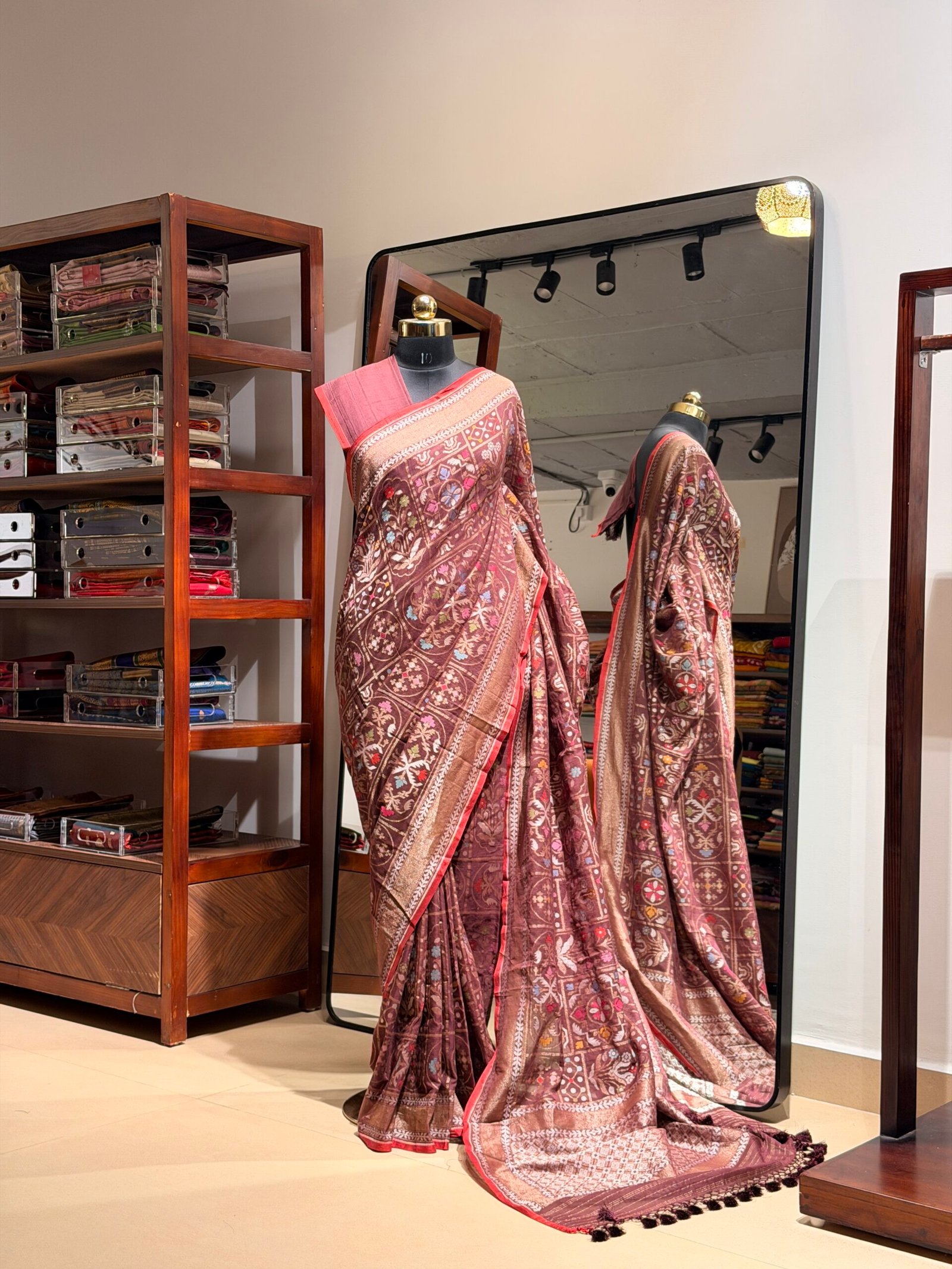 Cotton Jamdani Banarasi brown 1